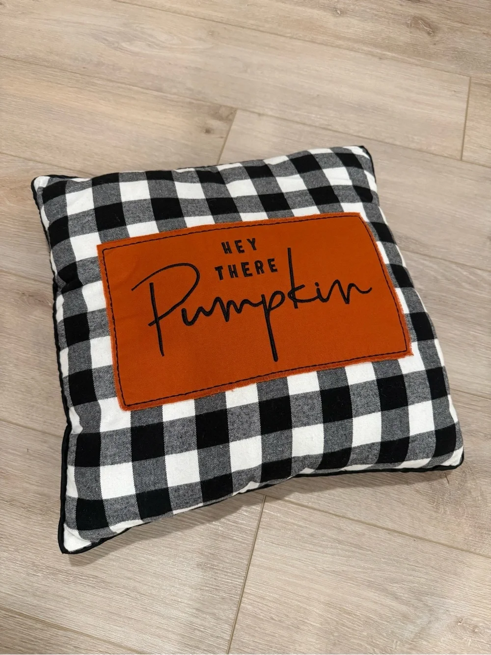 Cozy Flannel Buffalo Check “Hey There Pumpkin” Decorative Pillow